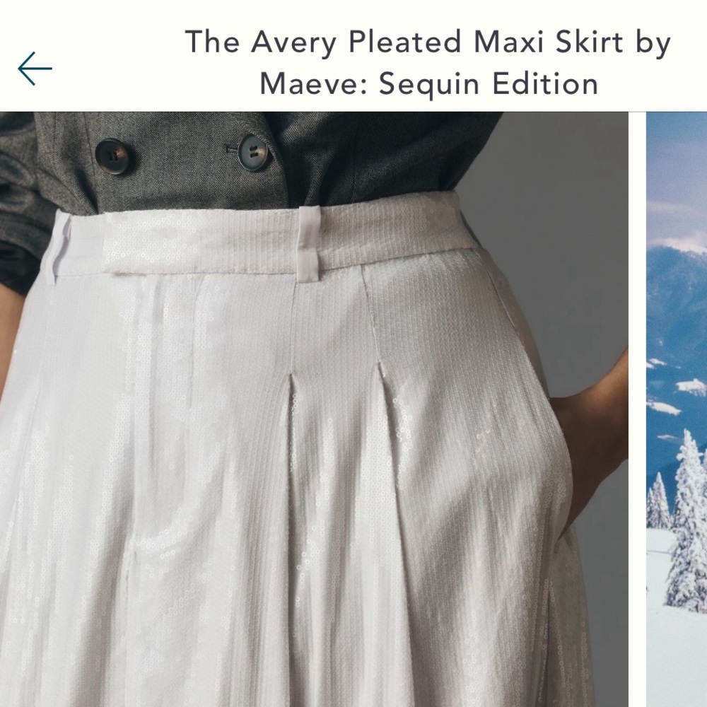 The Avery Pleated Maxi Skirt by Maeve (tiny sequins)